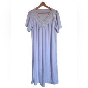 Miss Elaine M Nightgown Cuddle Knit Light Lavender Modest Cozy Lace Trim NEW